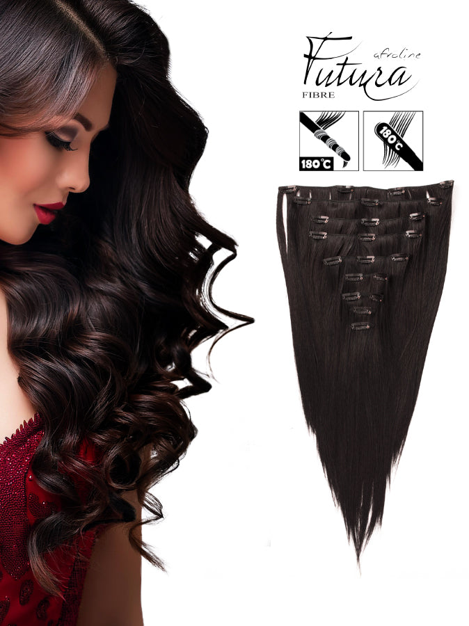 Csatos póthaj FUTURA haj 2# Nagyon sötétbarna - AFROline póthaj csatos hajhosszabbításhoz
