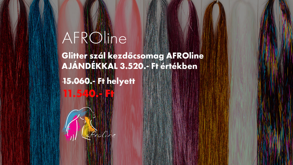 Az AFROline Glitter Szál Kezdőcsomag segítségével most mindent megkap egy helyen a lenyűgöző hajdíszek elkészítéséhez, ráadásul 3.520 Ft megtakarítással!