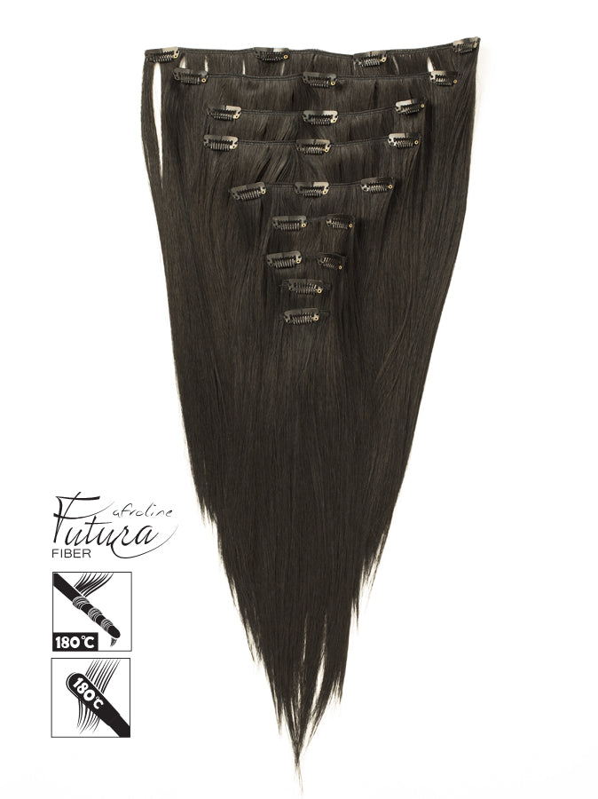 Csatos póthaj FUTURA haj 2# Nagyon sötétbarna - AFROline póthaj shop