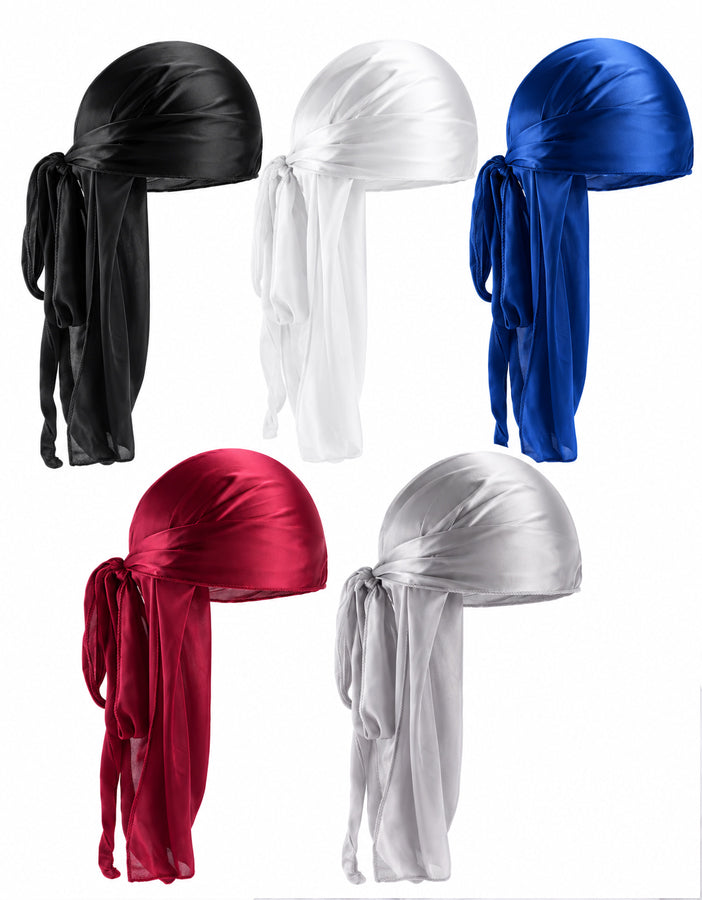 Szatén durag fejkendő 5 színben: fekete, fehér, kék, bordó és ezüst, AFROline