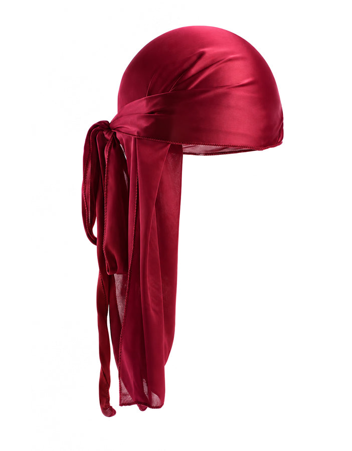 Burgundy szatén durag fejkendő hosszú hátsó lebennyel, AFROline