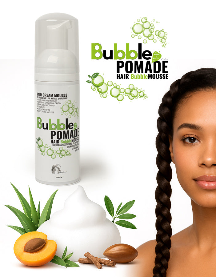 BubblePomade Hair BubbleMousse krémes hab textúrával és natúr összetevőkkel AFROline hajhab hajfonáshoz és curl defining mousse
