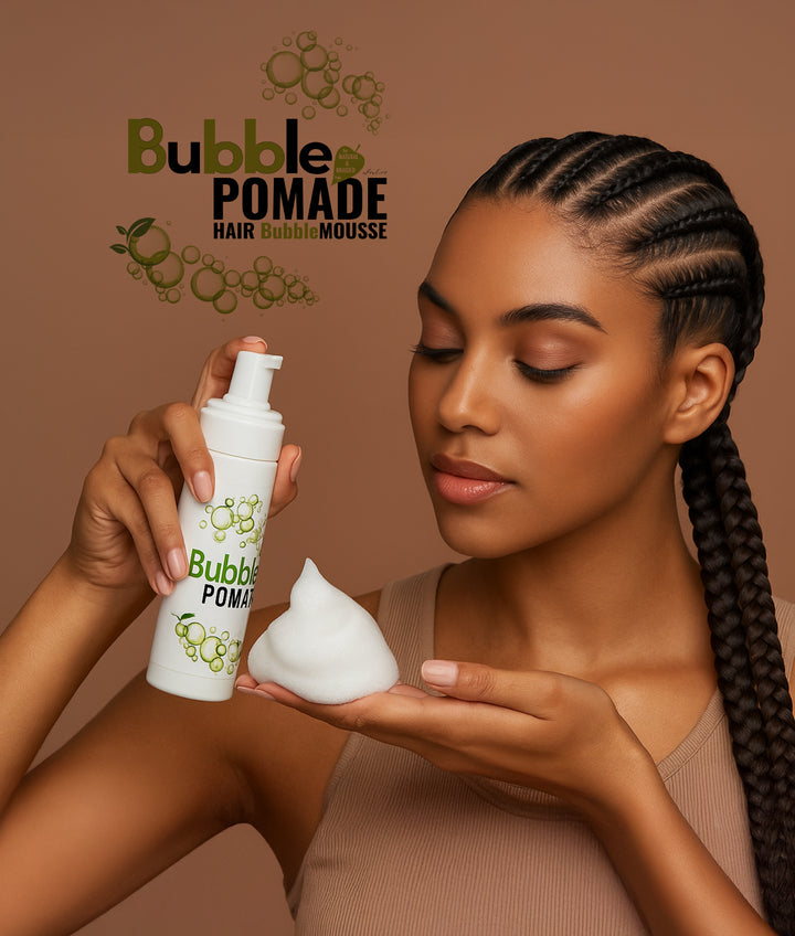 BubblePomade Hair BubbleMousse krémes hab textúrával és natúr összetevőkkel AFROline hajhab hajfonáshoz és curl defining mousse