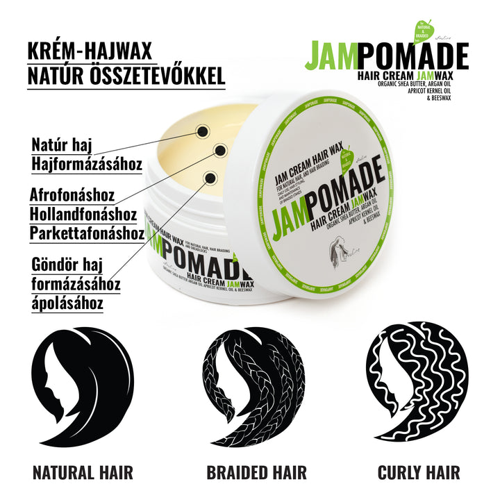 JamPomade krém hajwax hajfonáshoz natúr összetevőkkel