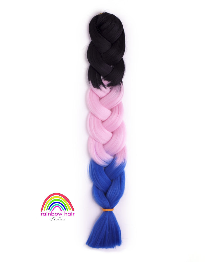 Rainbow Hair Ombre műhaj 33# Fekete-Rózsa-Kék AFROline - AFROline póthaj shop